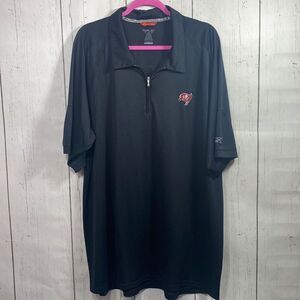 Reebok NFL Tampa Bay Buccaneers Quarter Zip Polo Shirt Mens Black Prestige Sport